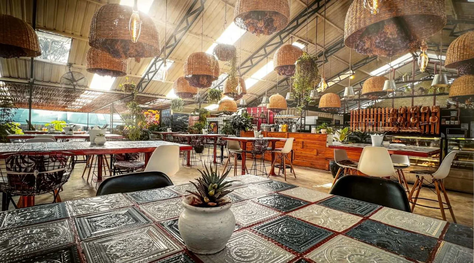 Dining room at Cultiva Farm in Nairobi, where meals are paid directly