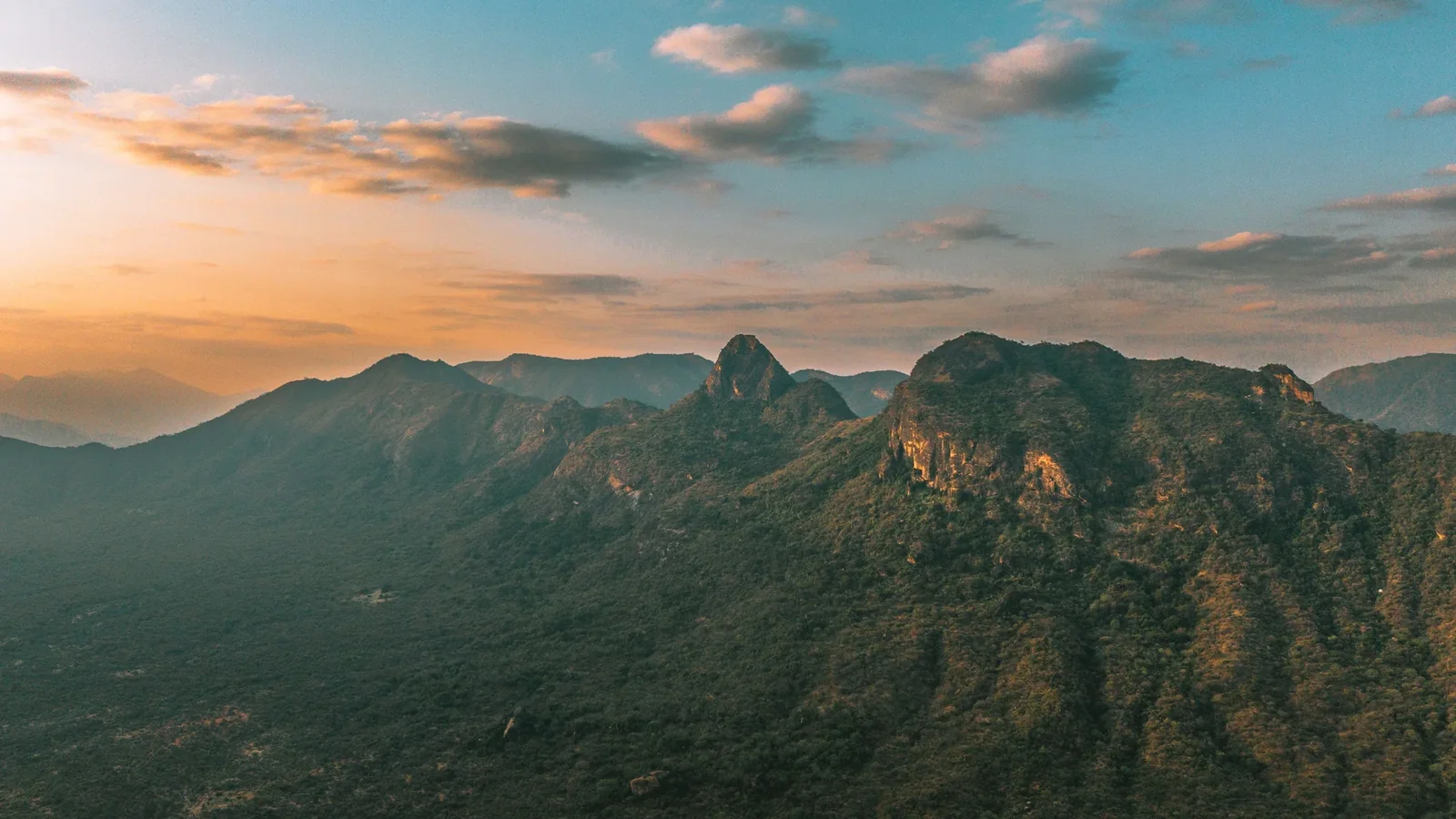 Mountain ridges of northern Kenya's Matthews Range at sunset