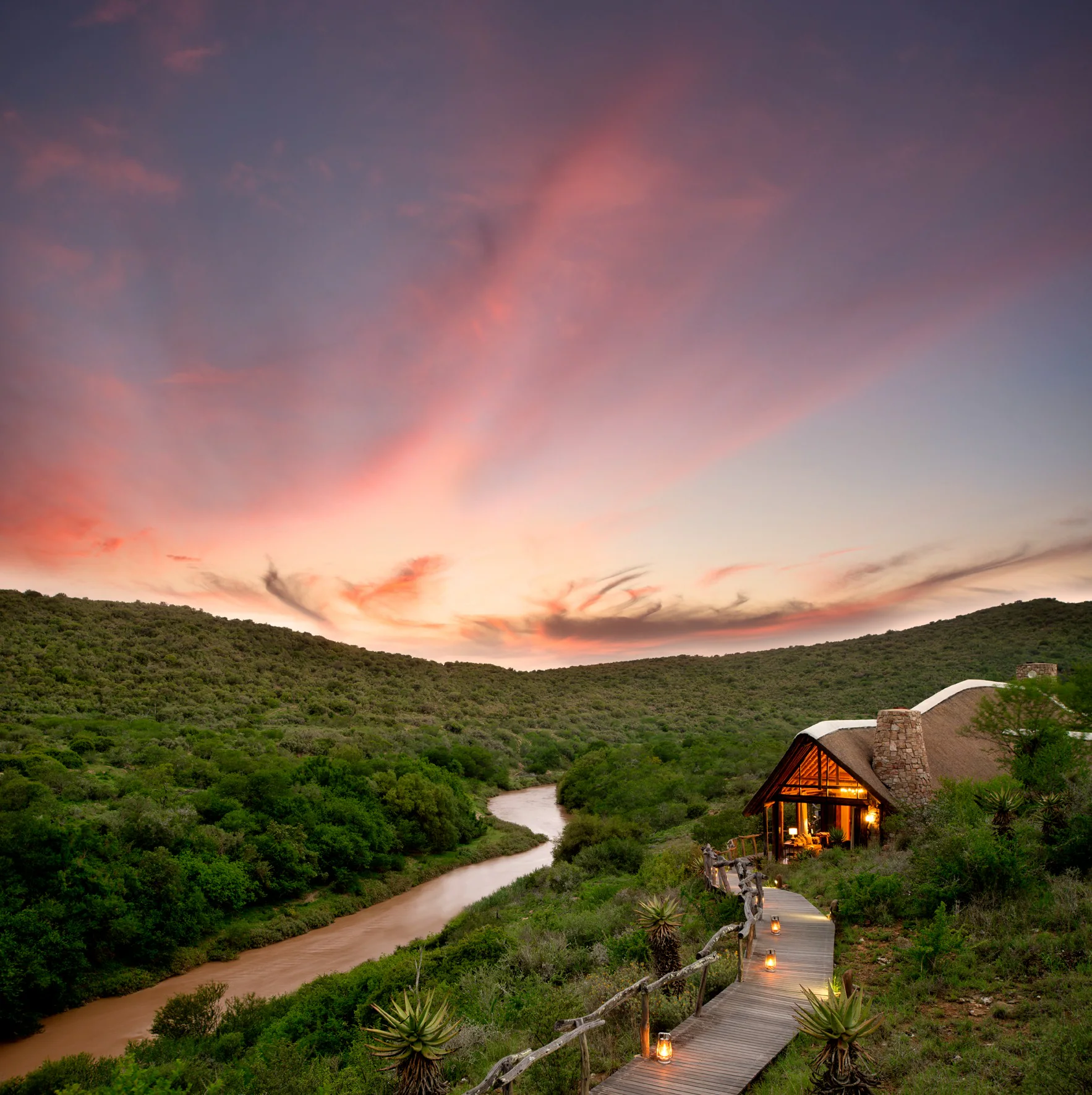 Great Fish River Lodge suite above the Great Fish River at Kwandwe Private Game Reserve