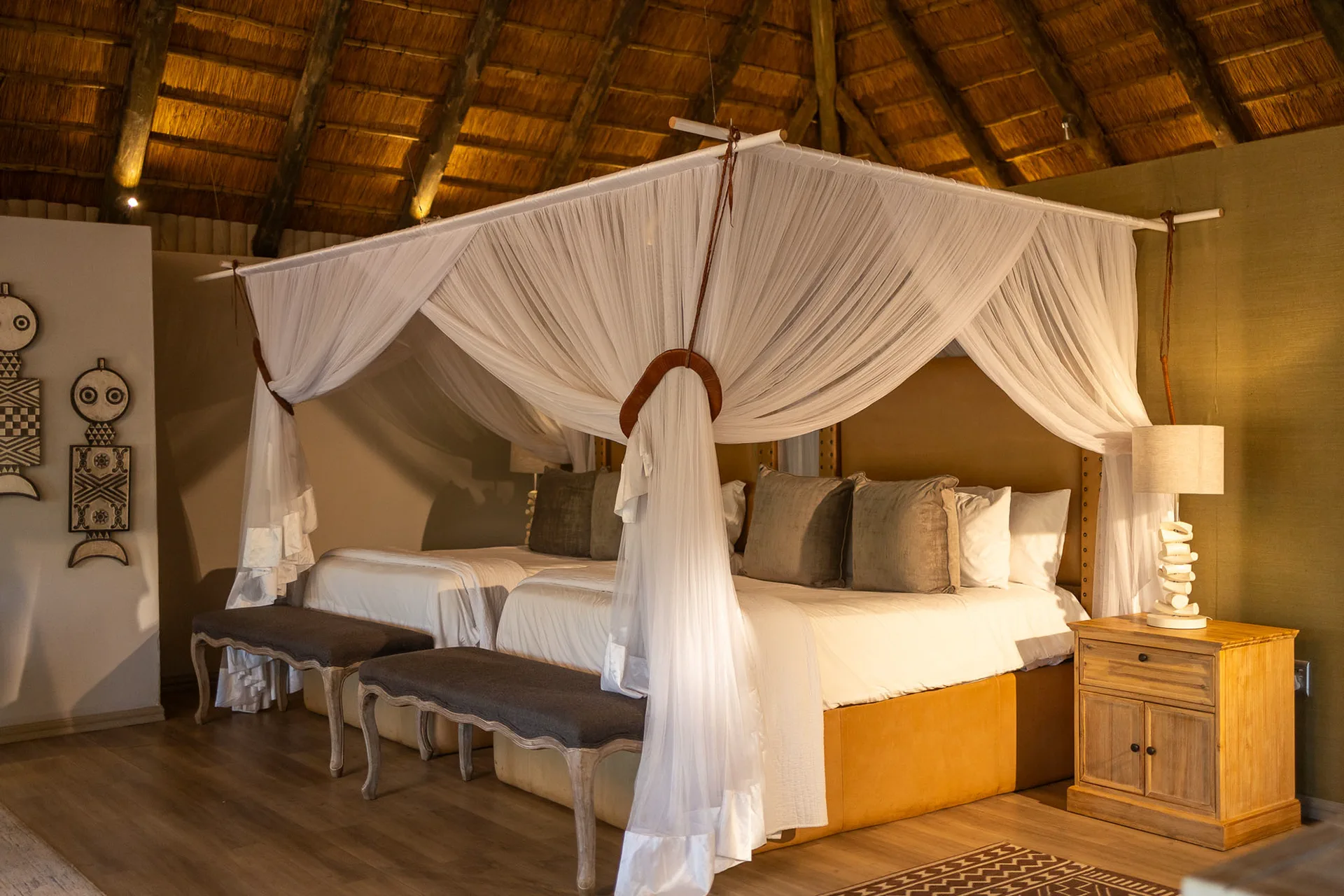 Canopy-bed bedroom at River Safari Lodge in Karongwe