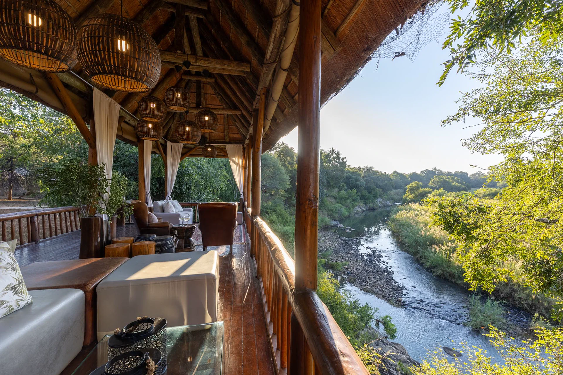 River-facing deck at River Safari Lodge in Karongwe