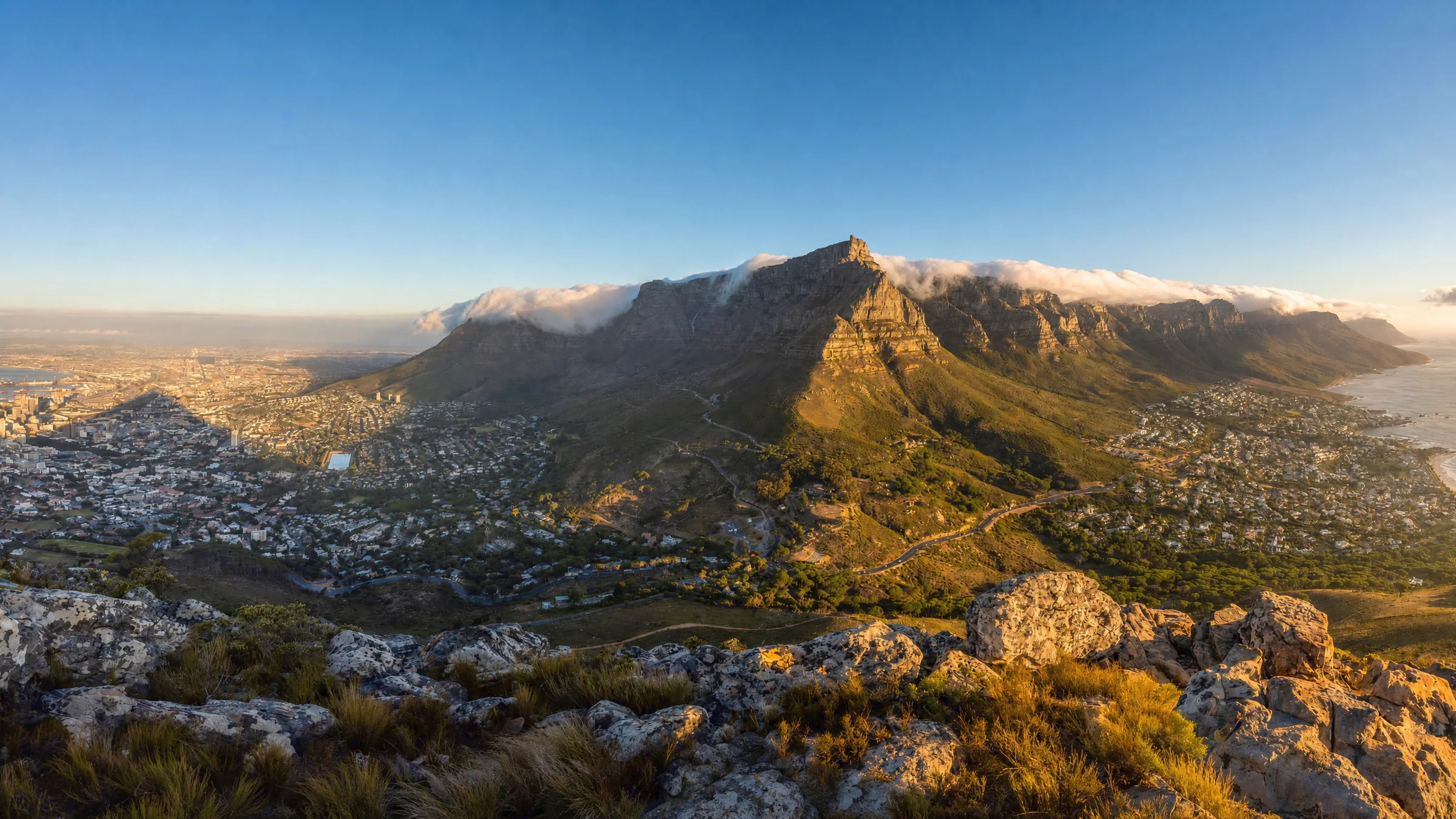 Table Mountain overlooking Cape Town and the City Bowl in South Africa