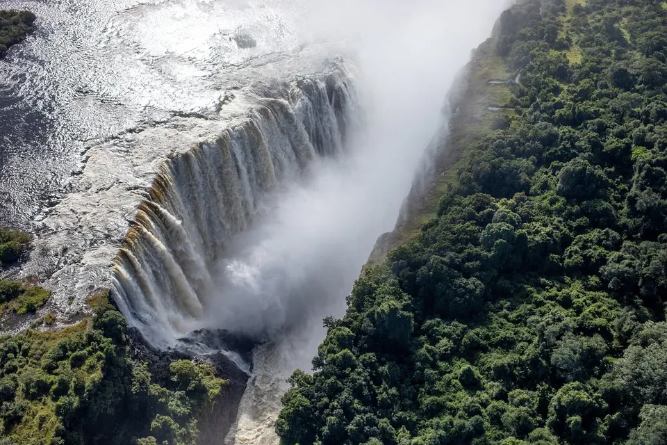 Aerial view of Victoria Falls and the Zambezi gorge